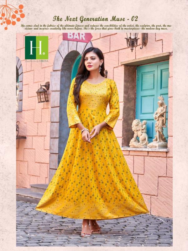 Hirwa Samantha 3 Long Rayon Designer Anarkali Kurti Collection 